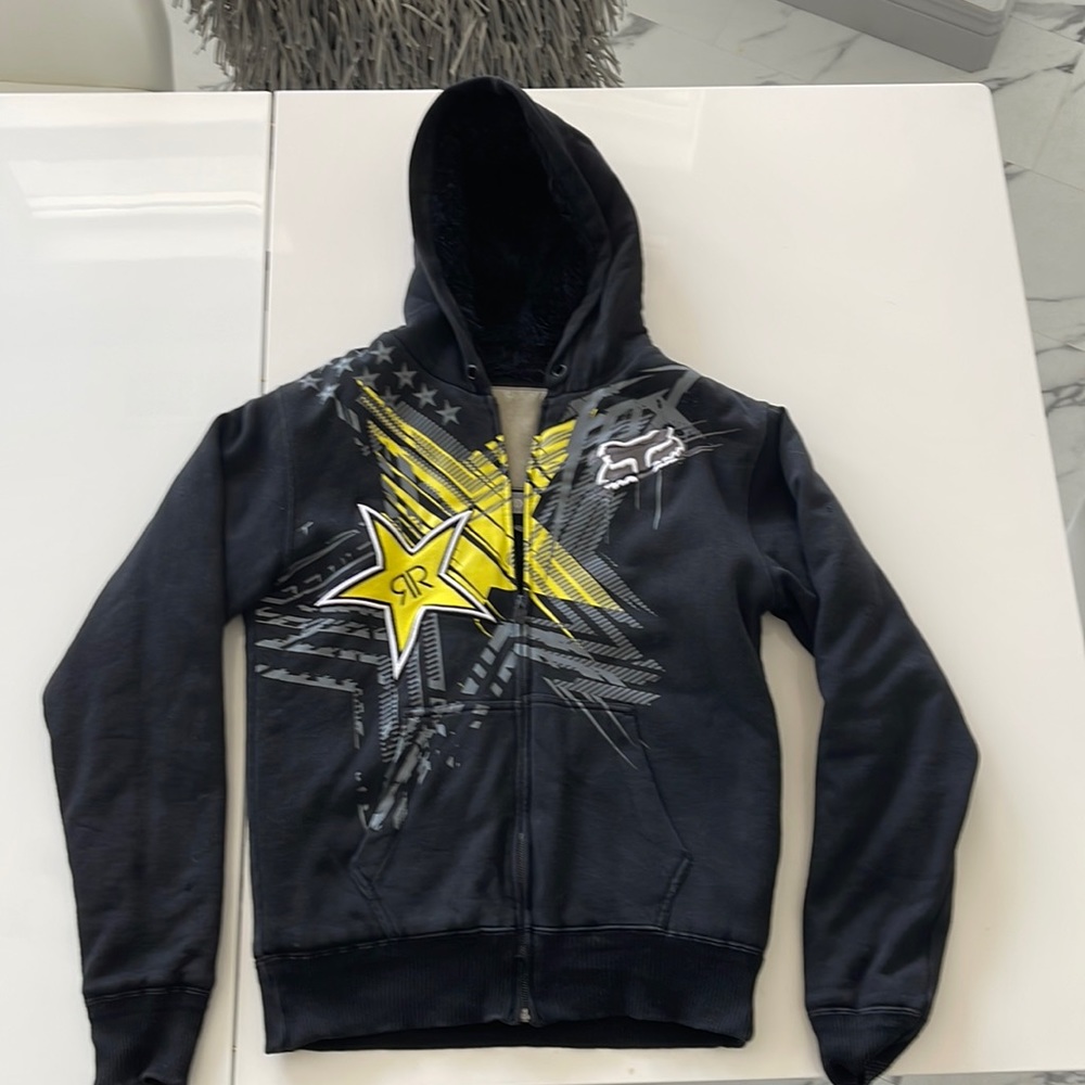 Fox Racing Rockstar Sasquatch Hoodie Medium Black Faux Fur Lined